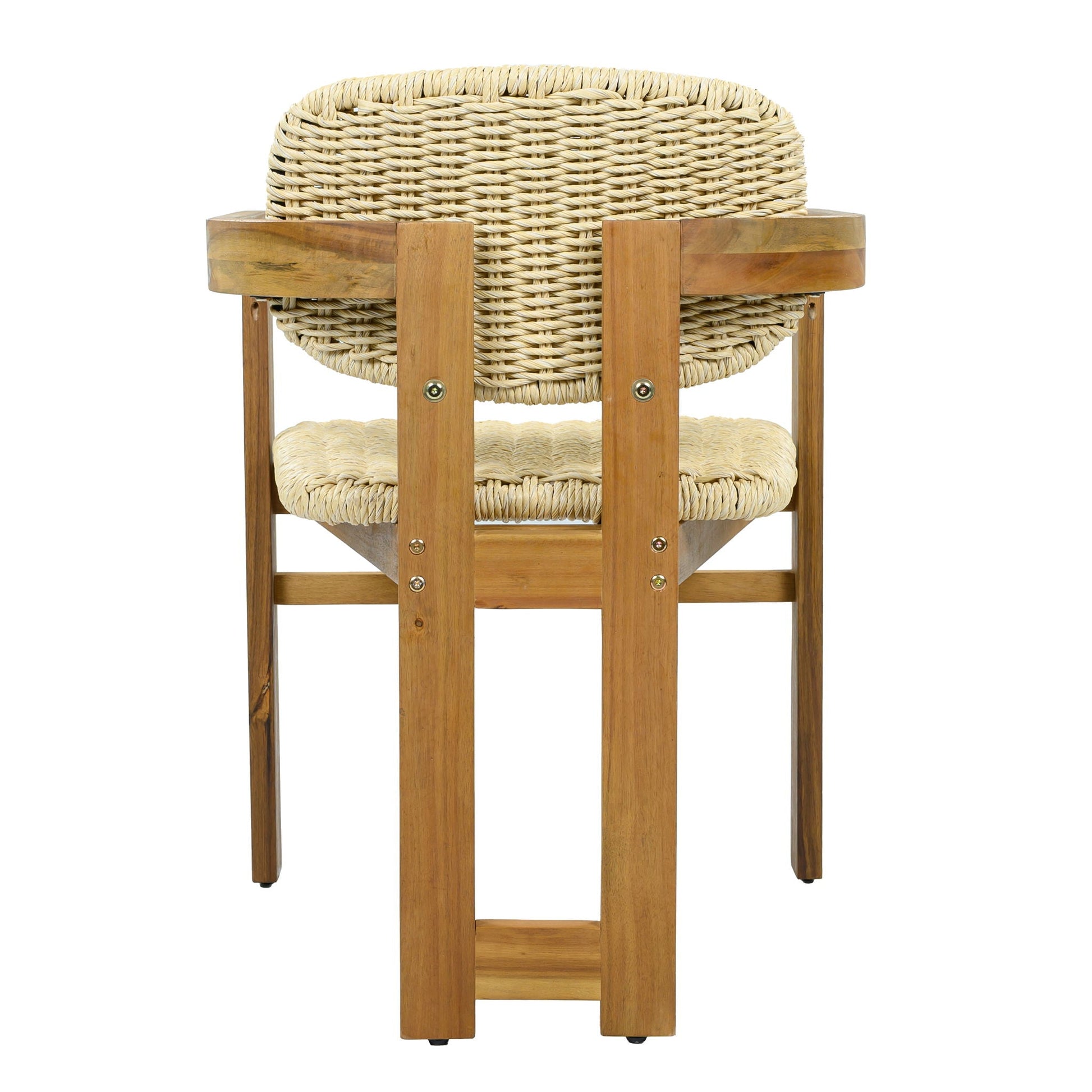 Outdoor accent armchairs set of 2 Natural Teak with woven rattan back by HouseOfZazla on Tampa Home & Garden Store