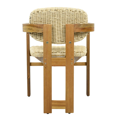 Outdoor accent armchairs set of 2 Natural Teak with woven rattan back by HouseOfZazla on Tampa Home & Garden Store
