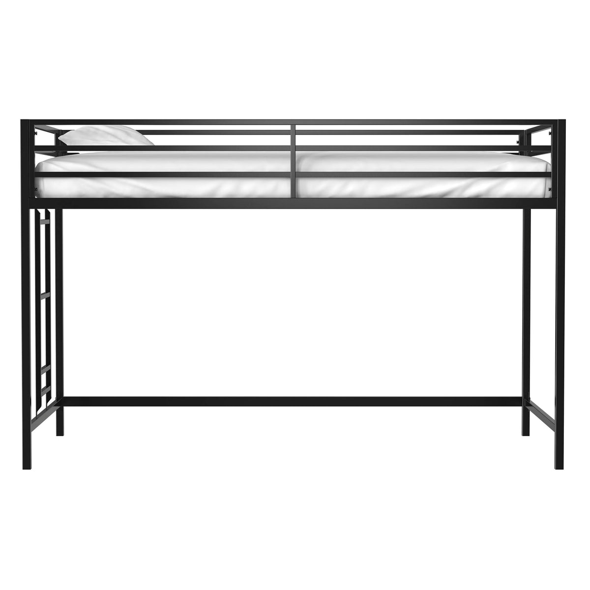 Black twin loft bed with full-length guardrails and a reversible ladder by HouseOfZazla on Tampa Home & Garden Store