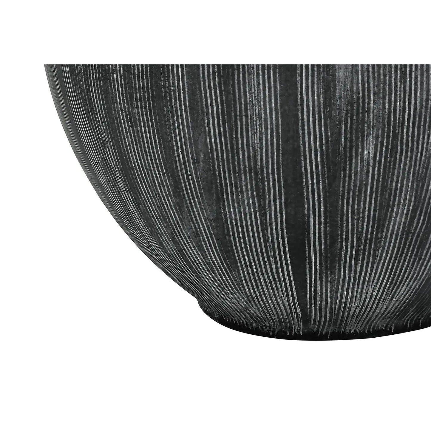 Table lamp ceramic black ribbed base close-up on Tampa Home & Garden Store