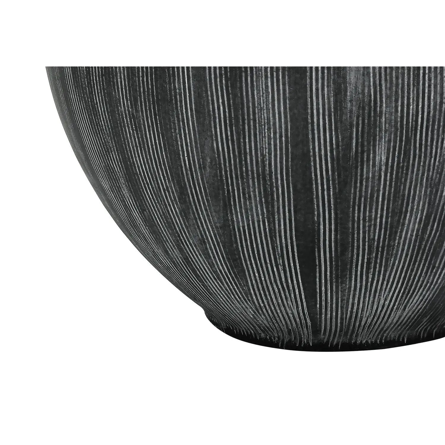 Table lamp ceramic black ribbed base close-up on Tampa Home & Garden Store