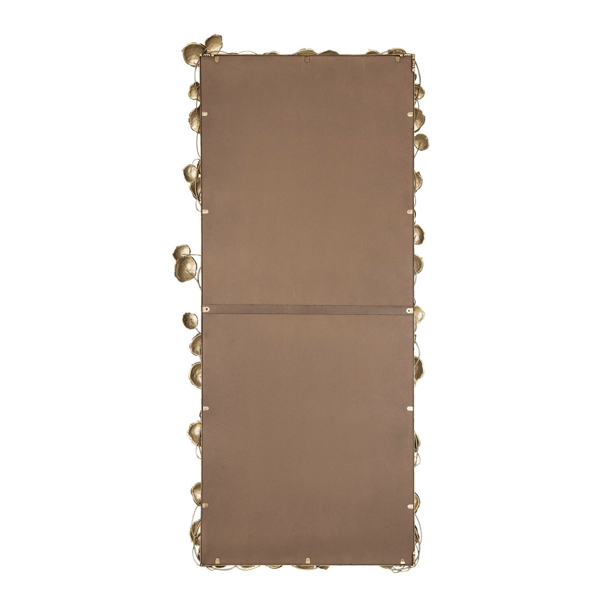 Full length mirror with gold leaf accents along brown frame, floor mirror on Tampa Home & Garden Store