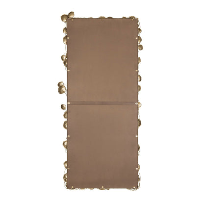 Full length mirror with gold leaf accents along brown frame, floor mirror on Tampa Home & Garden Store