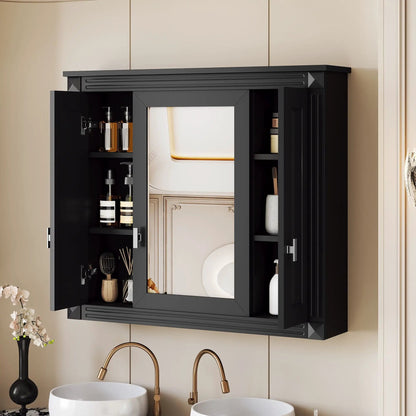 Wall Mounted Cabinet with Mirror and Shelves