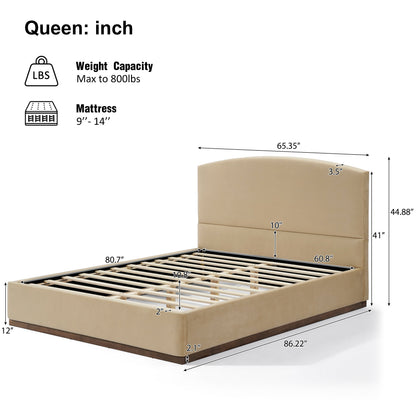 Queen Velvet Upholstered Bed Frame and Headboard
