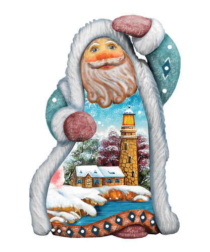 Santa Lighthouse Sculpted Hand-Painted Ornament by G. DeBrekht, coastal holiday decor on Tampa Home & Garden Store