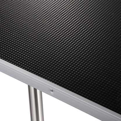 Professional dog grooming table black with non-slip diamond-pattern top and aluminum frame on Tampa Home & Garden Store
