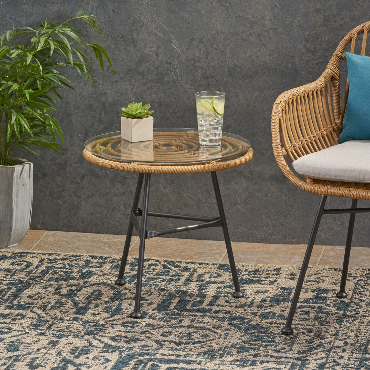 Petrichor Outdoor Side Table with Steel Frame
