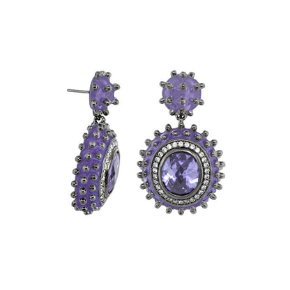 Fresh Fantasy Earrings pair purple drop studs with silver bead halo by Lauren G Adams on Tampa Home & Garden Store