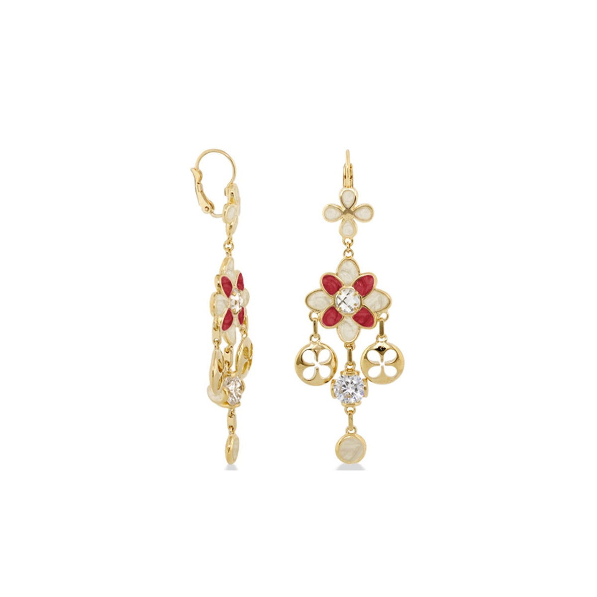 Beautiful Blossom Earrings and Gold Enamel Drop