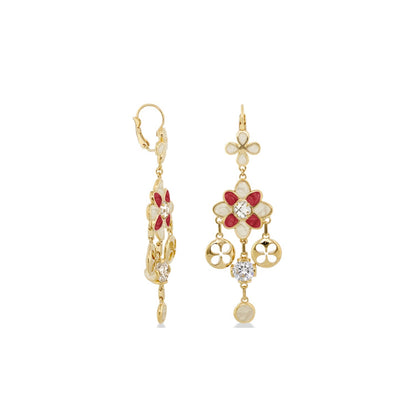 Beautiful Blossom Earrings and Gold Enamel Drop