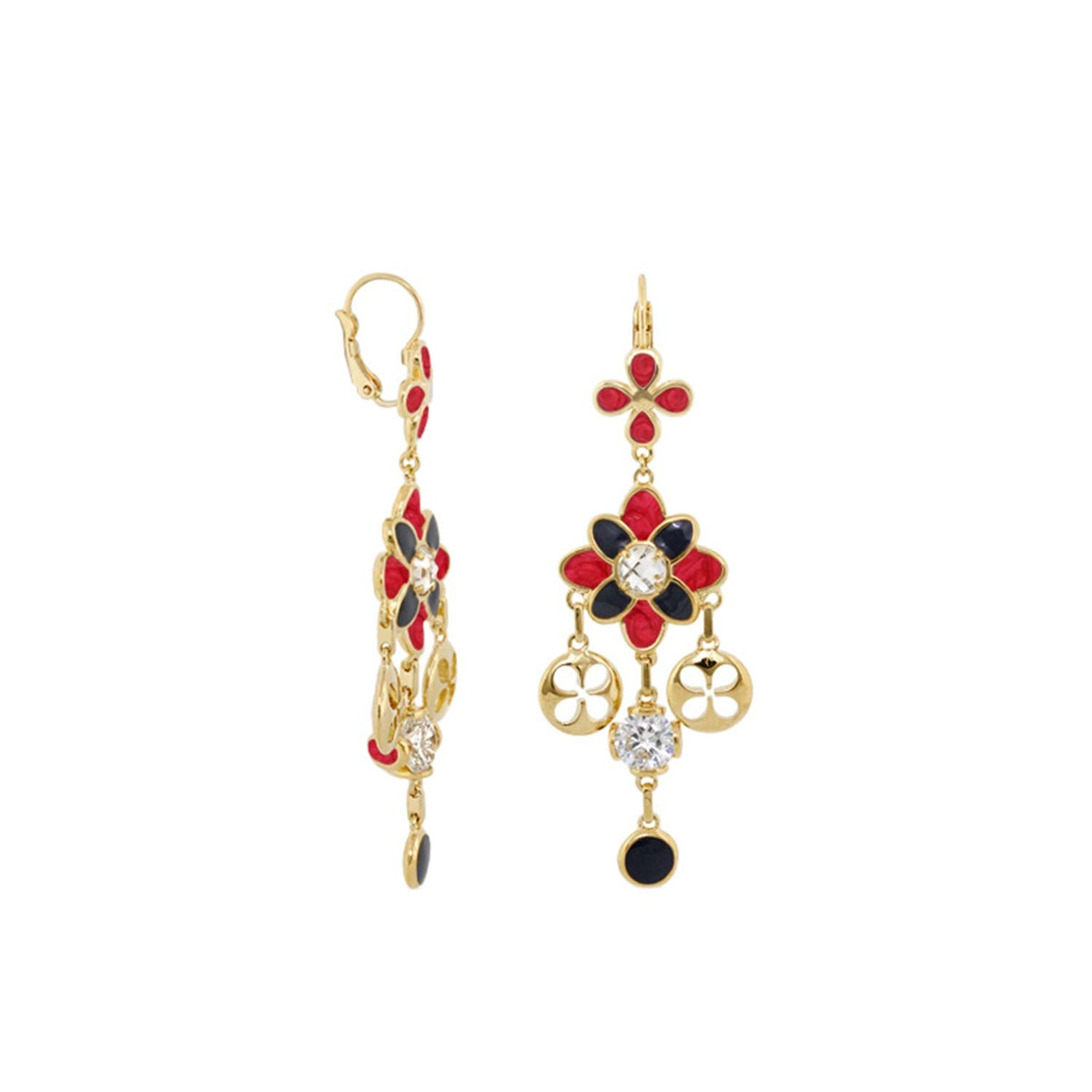 Beautiful Blossom Earrings and Gold Enamel Drop