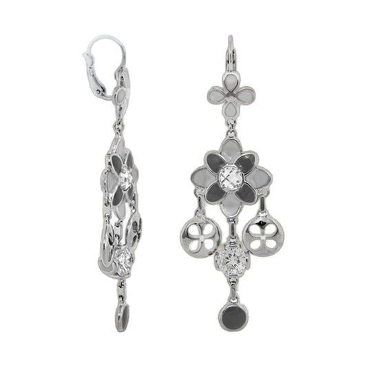Beautiful Blossom Earrings pair in silver-tone with flower petal charms on Tampa Home & Garden Store