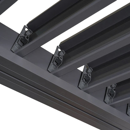 Byron Outdoor Pergola dark gray aluminum rails with clip mounts on Tampa Home & Garden Store