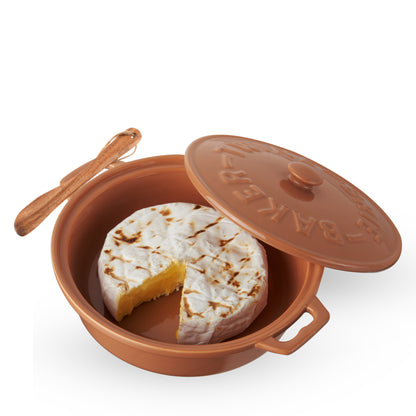 Terra Cotta Brie Baker With Lid And Spreader