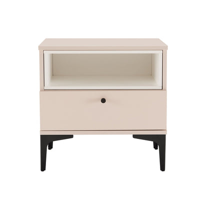 Amara nightstand with 1 drawer and metal legs in beige by HouseOfZazla on Tampa Home & Garden Store