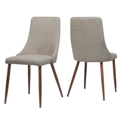 Mid Century Modern Fabric Armless Dining Chair set of 2 in grey fabric with wood legs on Tampa Home & Garden Store
