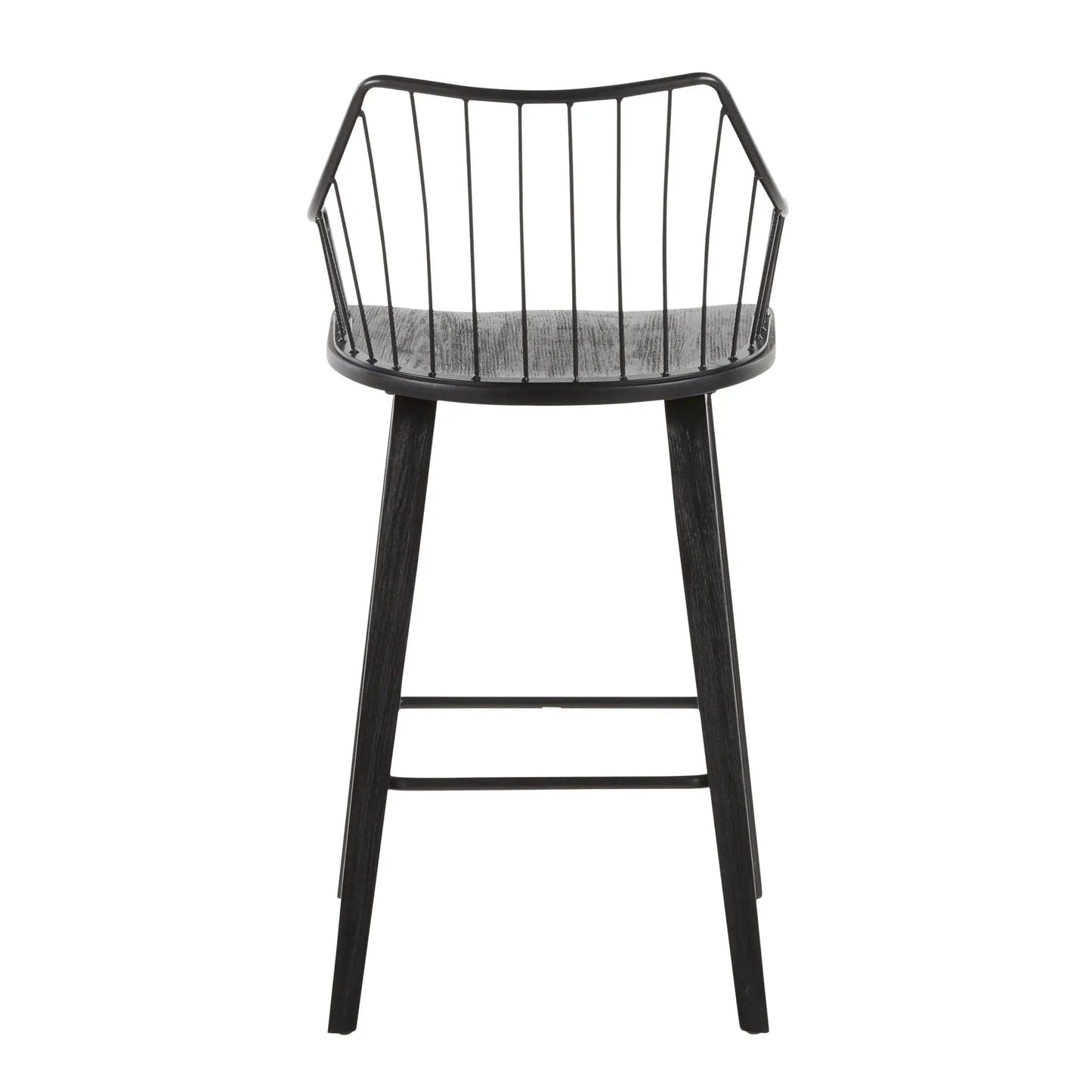Winston Farmhouse Counter Stool Unique Piece Furniture black metal frame weathered wood seat on Tampa Home & Garden Store
