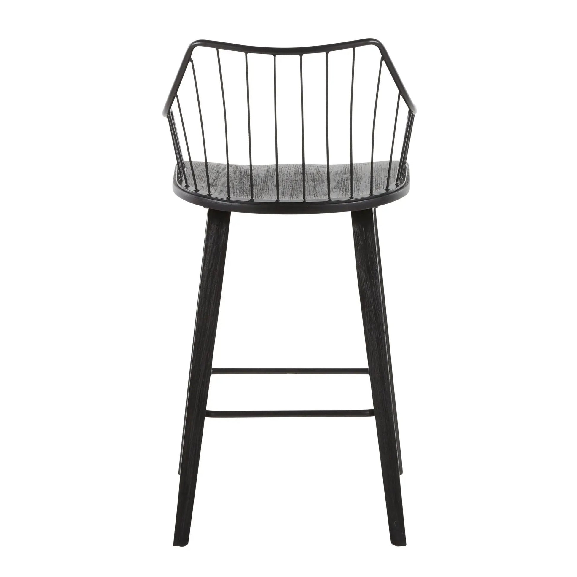 Winston Farmhouse Counter Stool Unique Piece Furniture black metal frame weathered wood seat on Tampa Home & Garden Store