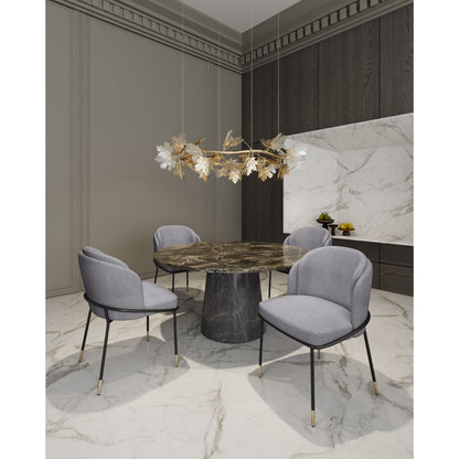Flor Dining Chair with Twill Weave Upholstery gray, four around a dark marble table on Tampa Home & Garden Store