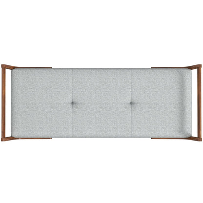 Gray Upholstered Bench with Biscuit Tufting, fabric seat and wood frame, 51.2-in wide on Tampa Home & Garden Store