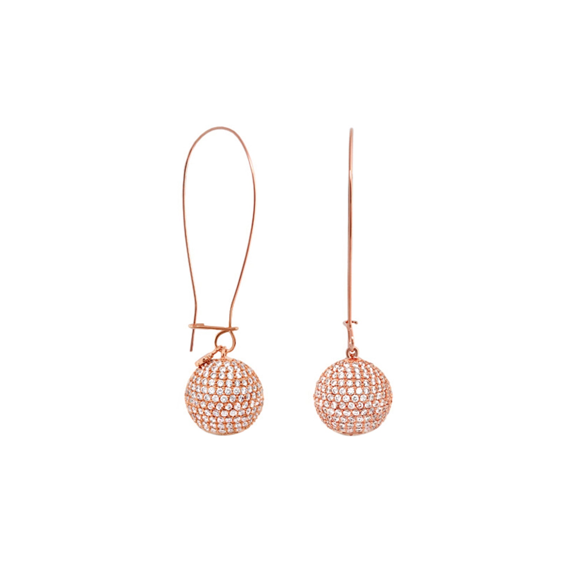 Dazzling Drops earrings by Lauren G Adams, rose-gold tone with crystal sphere beads, pair on Tampa Home & Garden Store