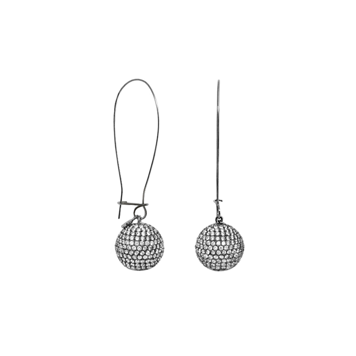 Dazzling Drops Earrings pair by Lauren G Adams with silver-tone crystal pavé spheres on Tampa Home & Garden Store