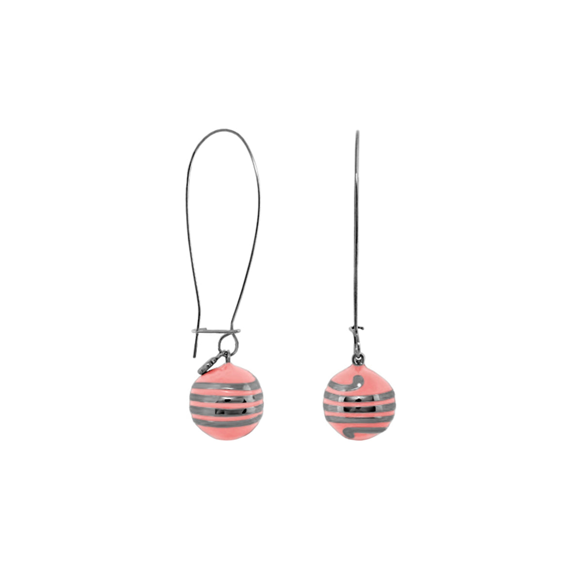 Dazzling Drops Earrings Pair by Lauren G Adams; pink striped glass beads on silver findings on Tampa Home & Garden Store