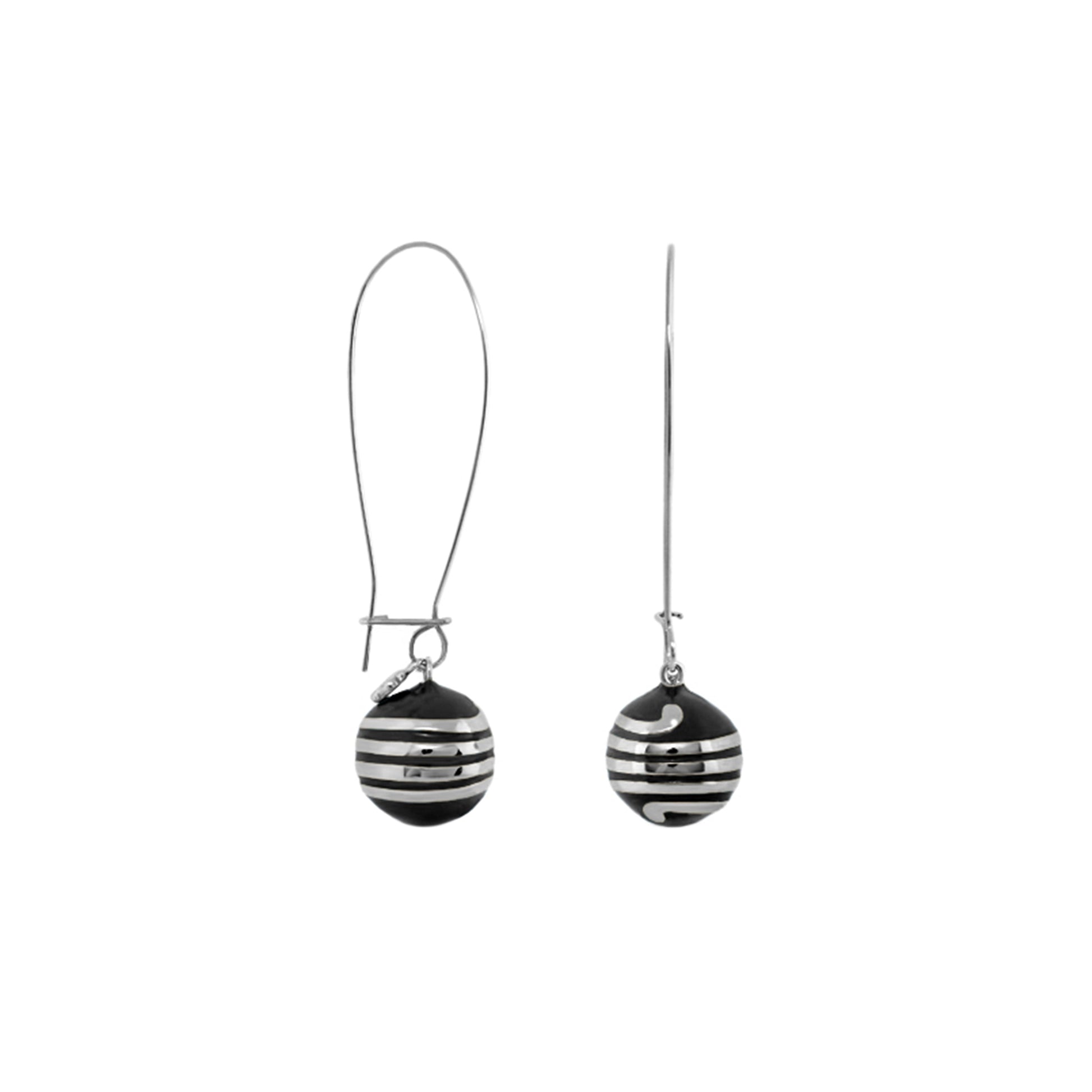 Dazzling Drops Earrings by Lauren G Adams pair with black and white striped glass beads and silver hooks on Tampa Home & Garden Store