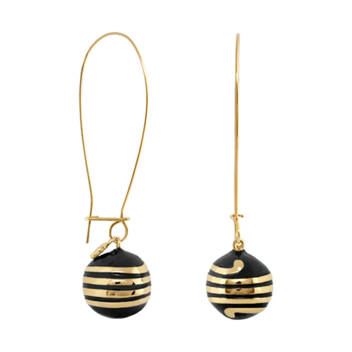 Dazzling Drops Earrings by Lauren G Adams, gold-tone drops with striped black beads, set of 2 on Tampa Home & Garden Store