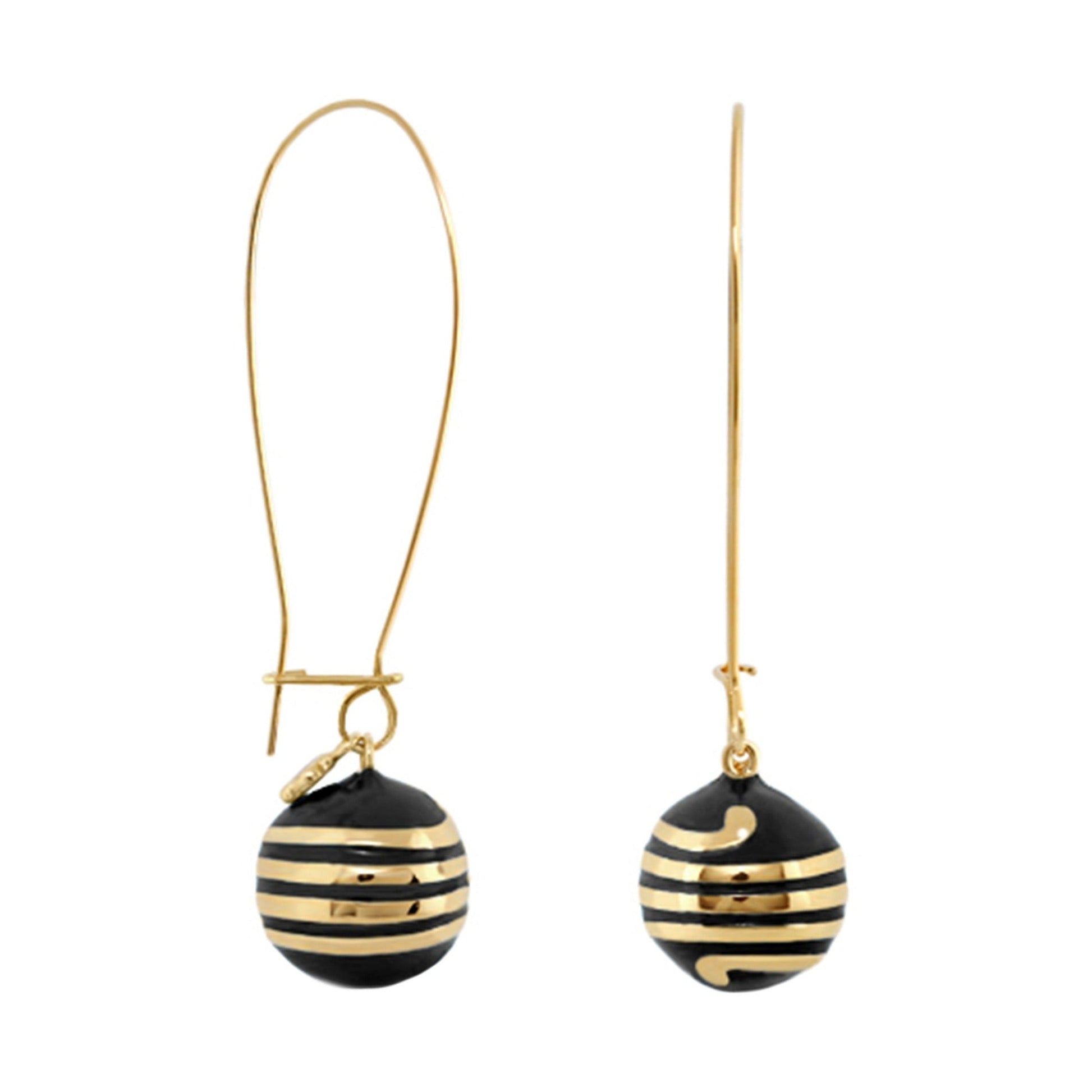 Dazzling Drops Earrings by Lauren G Adams, gold-tone drops with striped black beads, set of 2 on Tampa Home & Garden Store