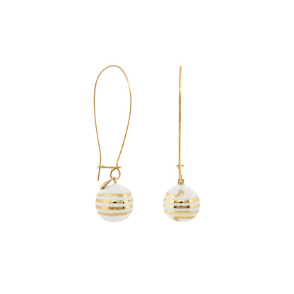 Dazzling Drops Earrings gold-tone hoops with white beads pair on Tampa Home & Garden Store