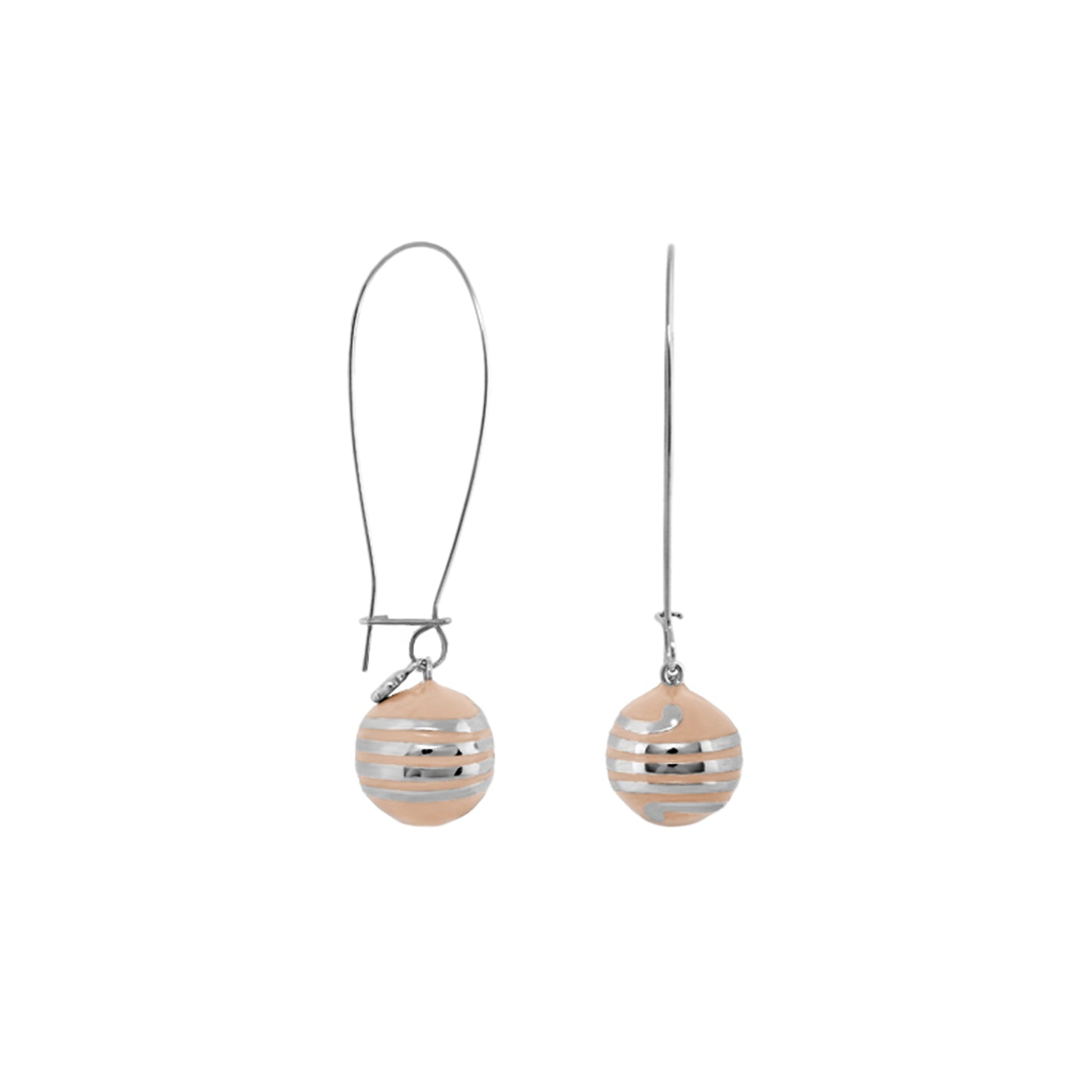 Dazzling Drops Earrings pair featuring peach beads with silver stripes by Lauren G Adams on Tampa Home & Garden Store