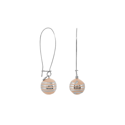 Dazzling Drops Earrings pair featuring peach beads with silver stripes by Lauren G Adams on Tampa Home & Garden Store