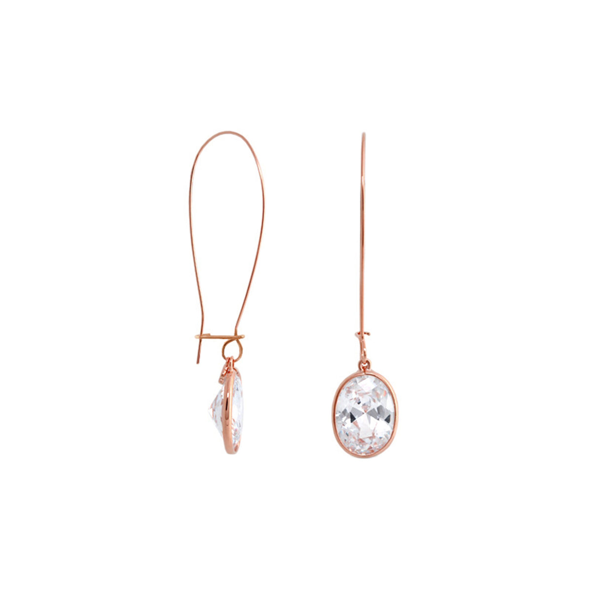 Dazzling Drops Earrings pair in rose-gold tone with crystal teardrop pendants on Tampa Home & Garden Store