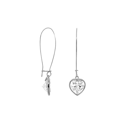 Dazzling Drops Earrings by Lauren G Adams crystal heart pendant on silver-tone metal pair on Tampa Home & Garden Store