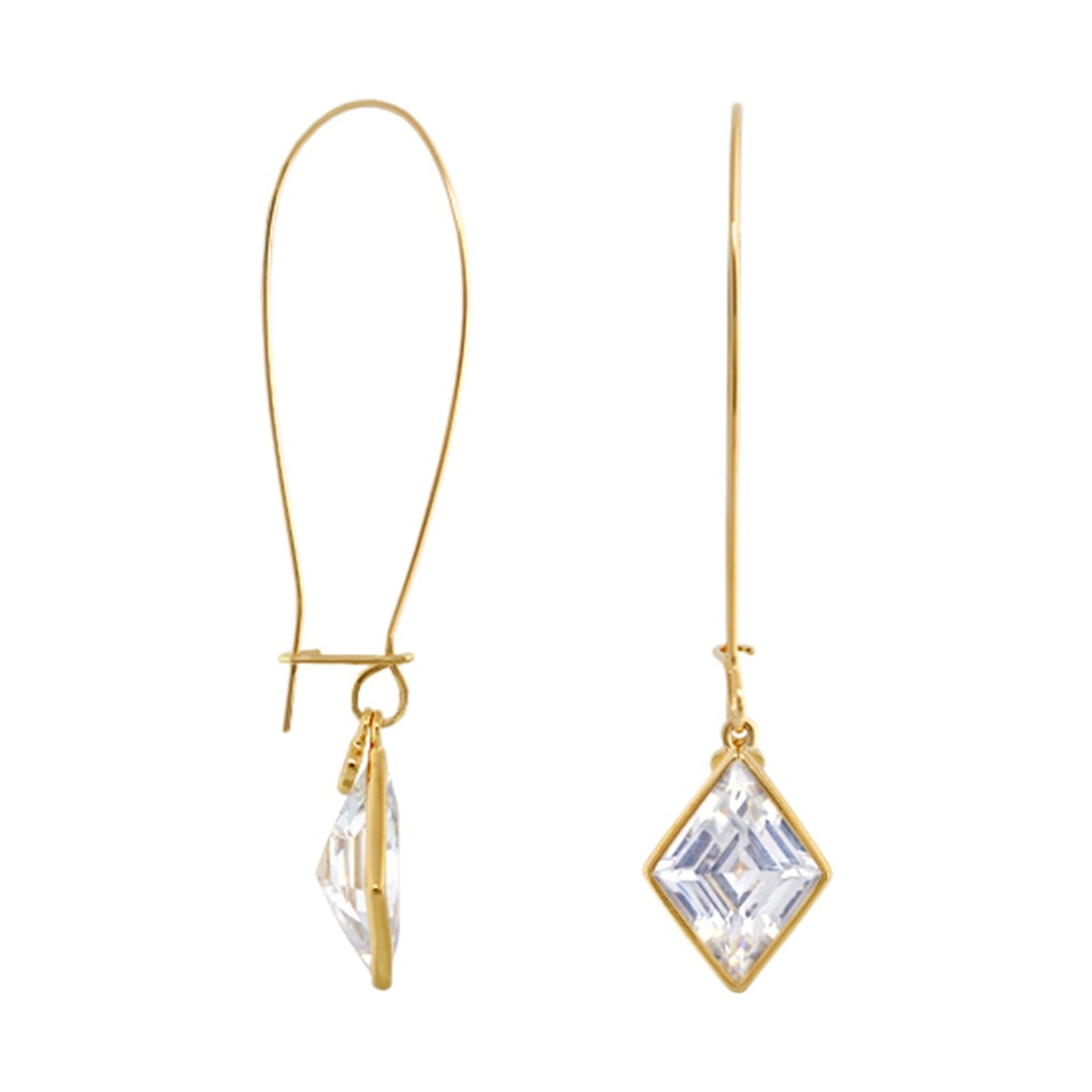 Dazzling Drops Earrings pair by Lauren G Adams, gold-tone with clear faceted crystals on Tampa Home & Garden Store