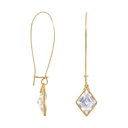 Dazzling Drops Earrings pair by Lauren G Adams, gold-tone with clear faceted crystals on Tampa Home & Garden Store