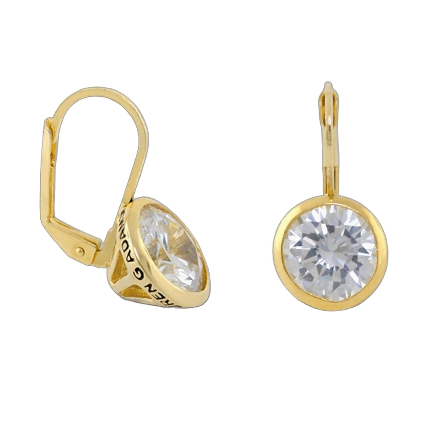 Dazzling Drop Earrings by Lauren G Adams, gold-tone bezel-set clear crystal drops, pair on Tampa Home & Garden Store