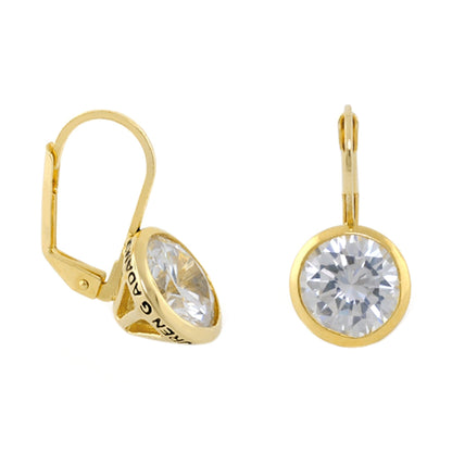 Dazzling Drop Earrings gold-tone with clear crystal stones by Lauren G Adams, pair on Tampa Home & Garden Store