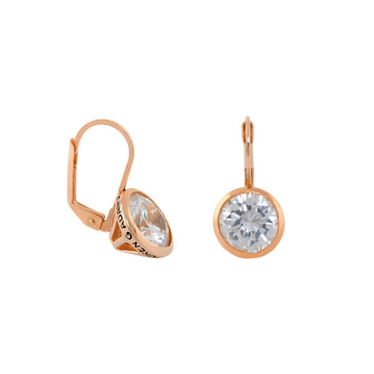 Dazzling Drop Earrings by Lauren G Adams, rose-gold metal with clear crystal drops, pair on Tampa Home & Garden Store
