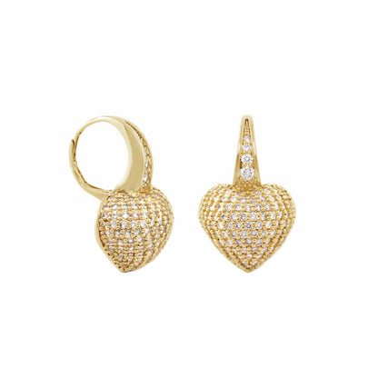 Shimmer and Glimmer Earrings, gold-tone heart pavé crystal hoops, by Lauren G Adams Collections on Tampa Home & Garden Store