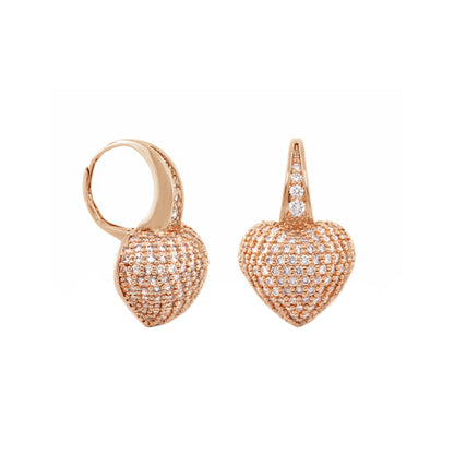 Shimmer and Glimmer rose gold heart pavé earrings set, two pieces: hoop and drop on Tampa Home & Garden Store