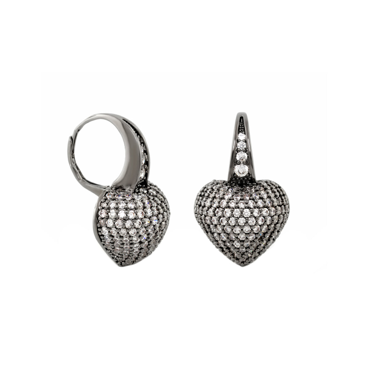 Shimmer and Glimmer Earrings Lauren G Adams, silver-tone heart-shaped pavé crystals pair on Tampa Home & Garden Store