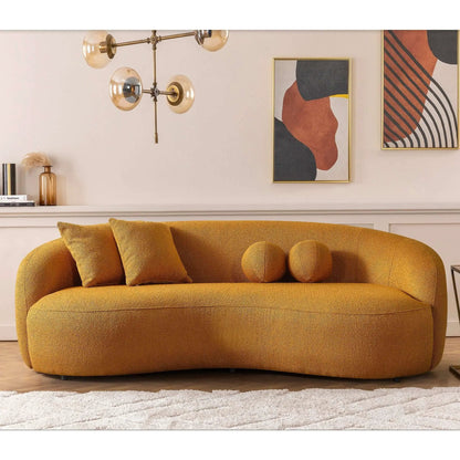 Drake Japandi Style Curvy Boucle Sofa mustard by Unique Piece Furniture stationary sofa on Tampa Home & Garden Store