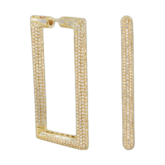 Shimmer and Glimmer Rectangle Earrings by Lauren G Adams, gold-tone pave crystal hoops, set of 3 on Tampa Home & Garden Store