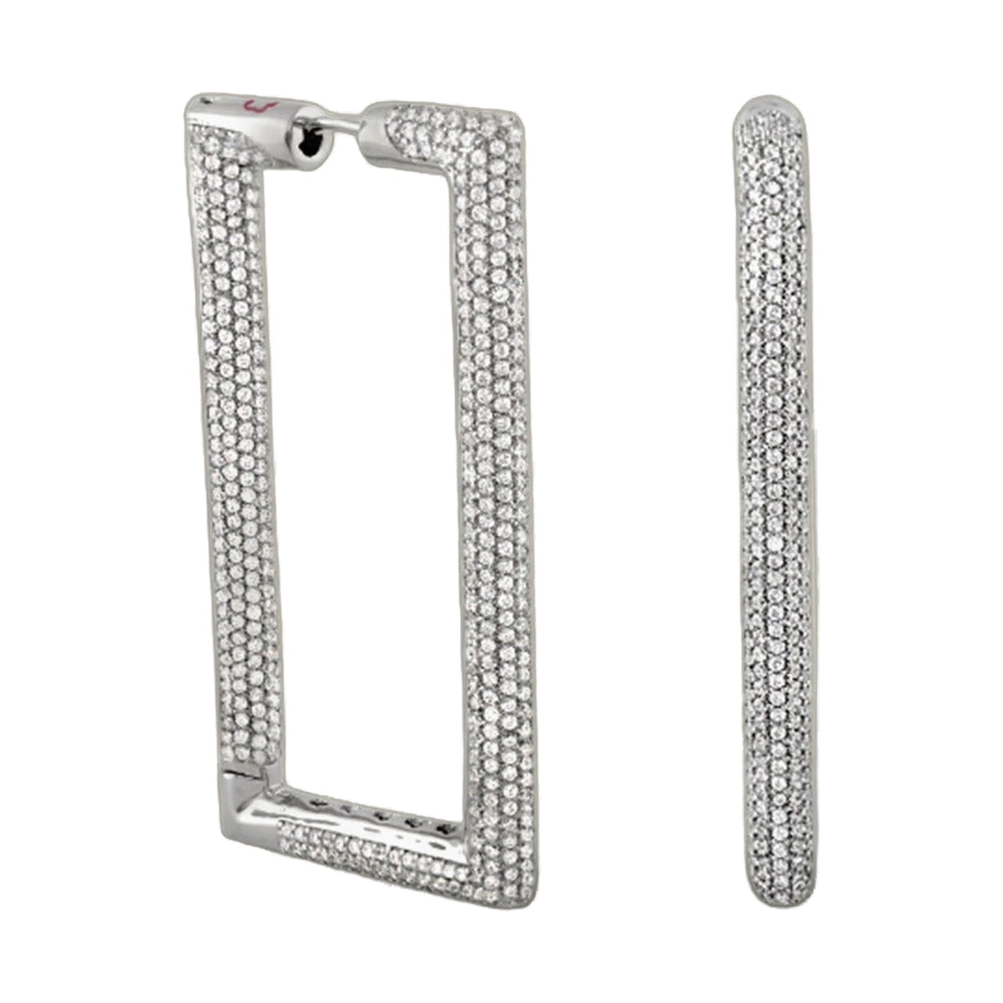Shimmer and Glimmer Rectangle Earrings by Lauren G Adams, silver-tone pave crystals on Tampa Home & Garden Store