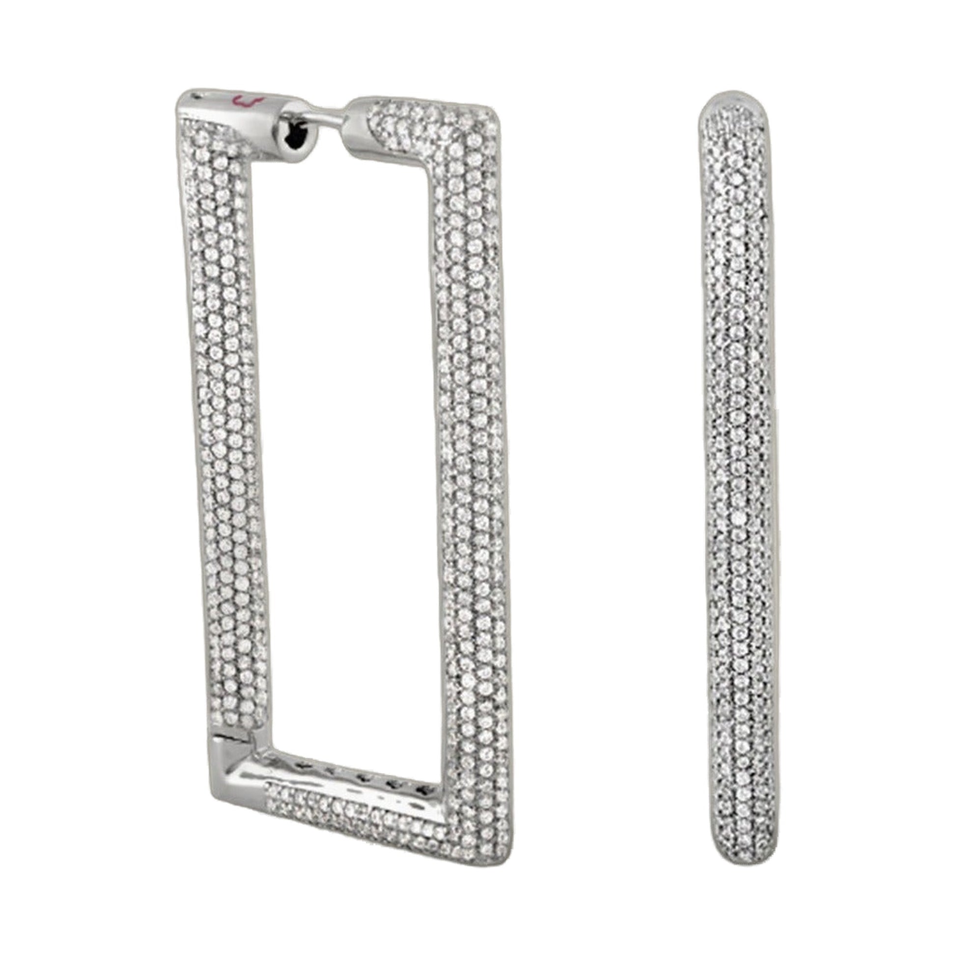 Shimmer and Glimmer Rectangle Earrings by Lauren G Adams, silver-tone pave crystals on Tampa Home & Garden Store