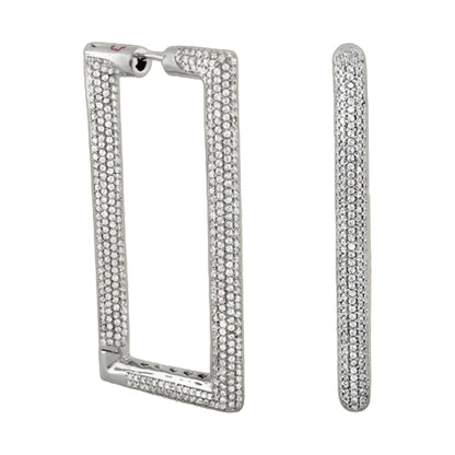 Shimmer and Glimmer Rectangle Earrings by Lauren G Adams, silver-tone pave crystals on Tampa Home & Garden Store