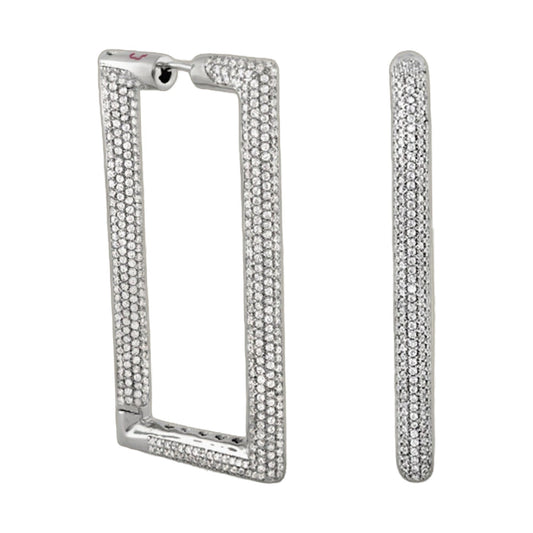Shimmer and Glimmer Rectangle Earrings by Lauren G Adams, silver-tone pave crystals on Tampa Home & Garden Store